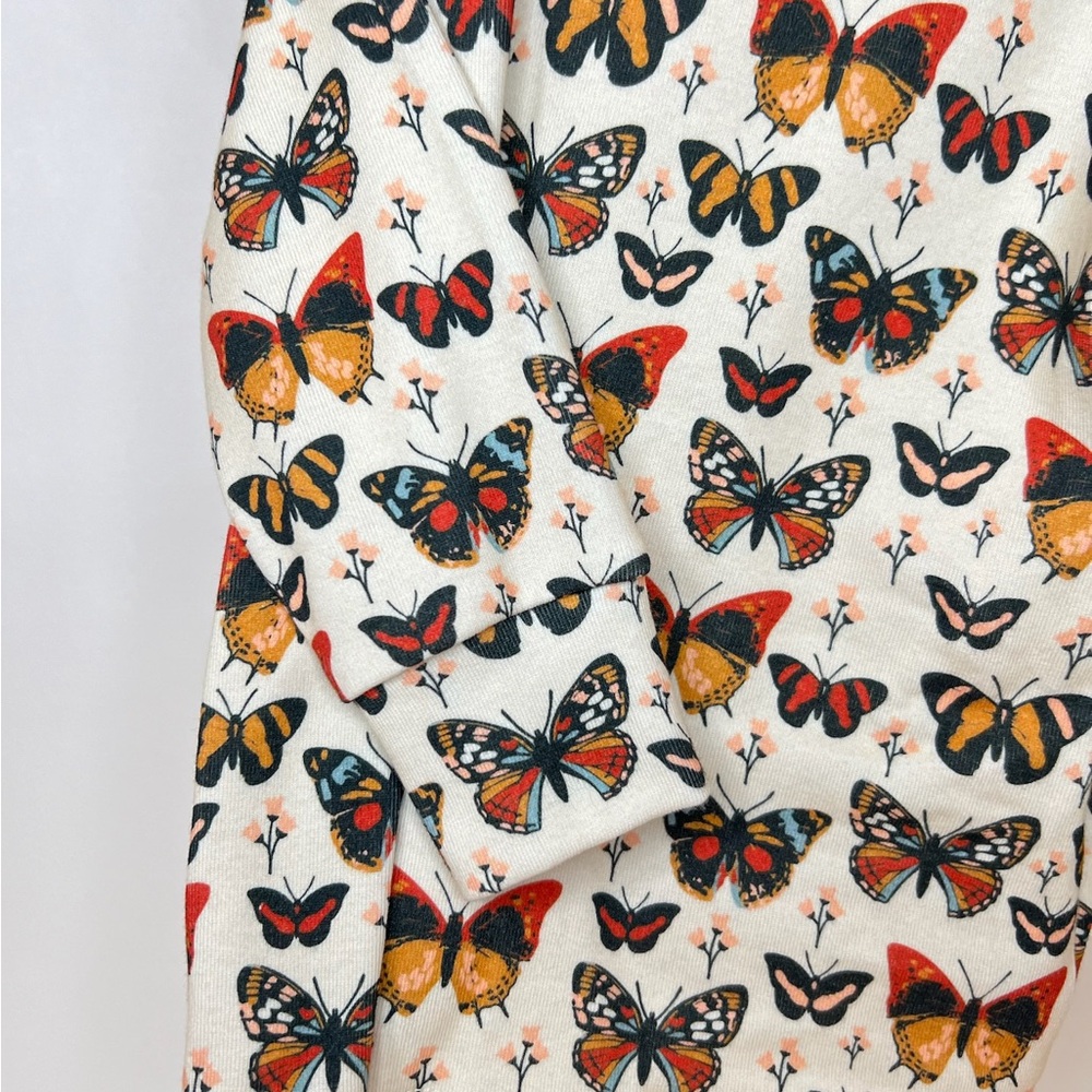 NWOT Cream Butterfly Print Kids Pajama/Lounge Set - Picture 3 of 5